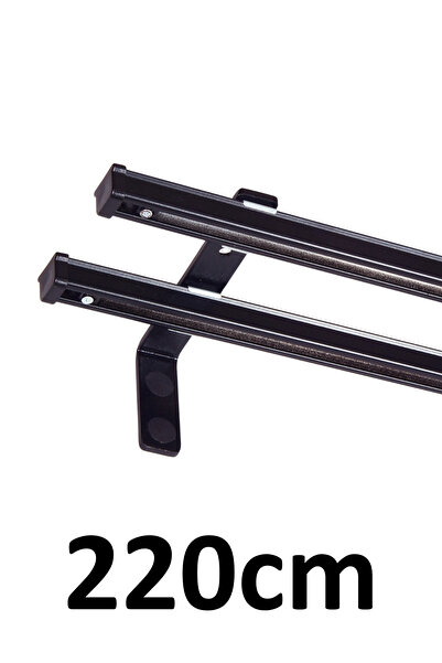 İzen Siyah 220cm İkili Metal Rustik (120mm) Metal L Duvar Montaj Ayaklı (19mm...