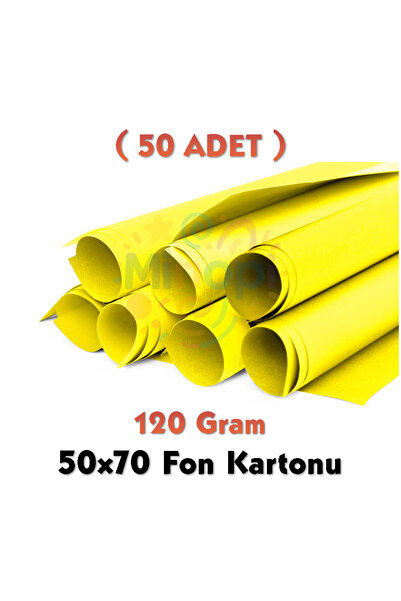 Minopi Yellow Background Cardboard 50X70 cm 50 Pack 120 Gr Colored Background...