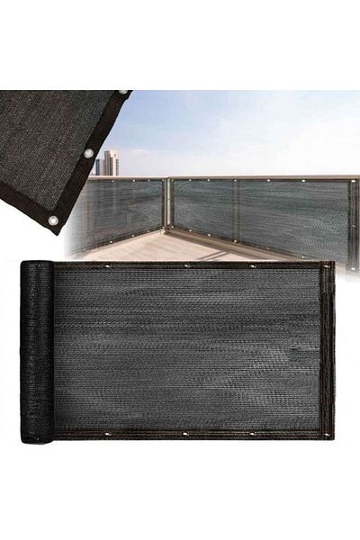 zola Balcony/terrace mesh screen, 100x500 cm, UV and rain resistant, PVC, with accessories, black