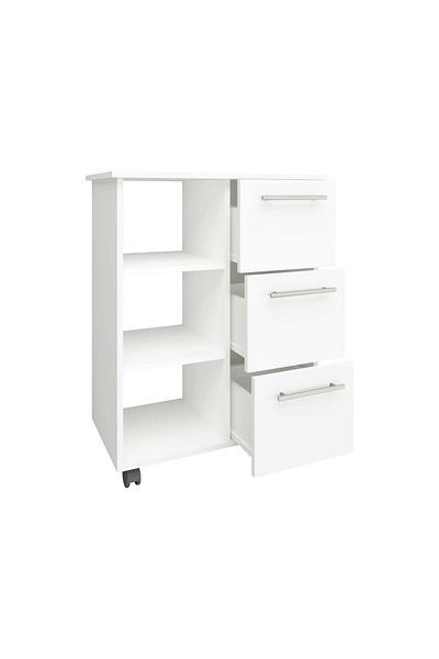 haaus.ro Corp Mobil Loma, 3 Sertare, 3 Rafturi, Alb, 64 x 35 x 85 cm