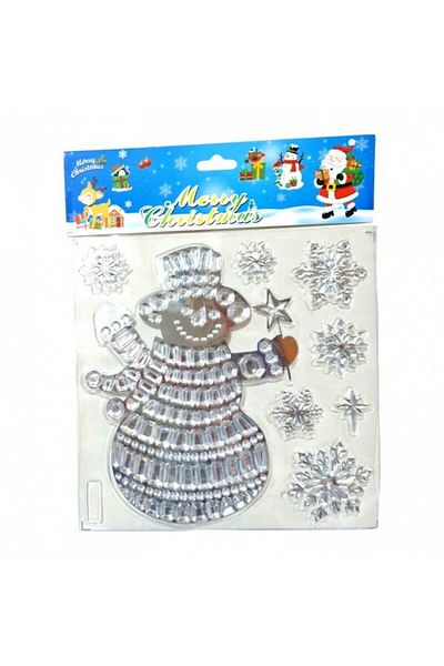 OEM Christmas Decoration, 3D Sticker, Snowman with Wand, 23x18 cm