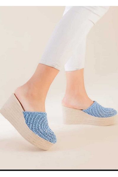 AYDOĞDU by ünal Bohemian Wicket Knitted Filled Tapucled Slippers