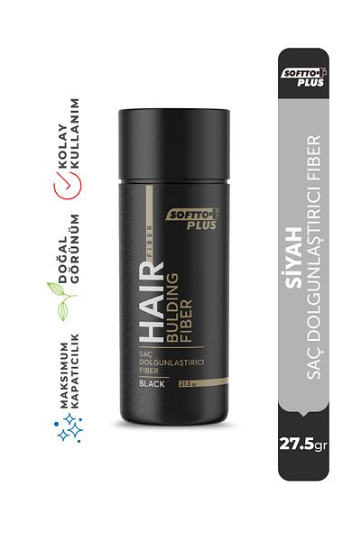 Softto Plus Hair Plumping Instantly Providing Fullness Black Color Fiber 27.5 Gr