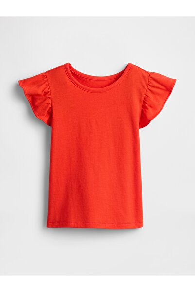 GAP Kız Bebek Mercan Fırfır Kollu T-Shirt