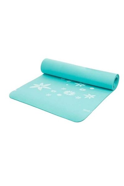 Welora Foam mat for yoga, fitness, aerobics, with Floral Pattern, 180x60x0.6cm, Turquoise