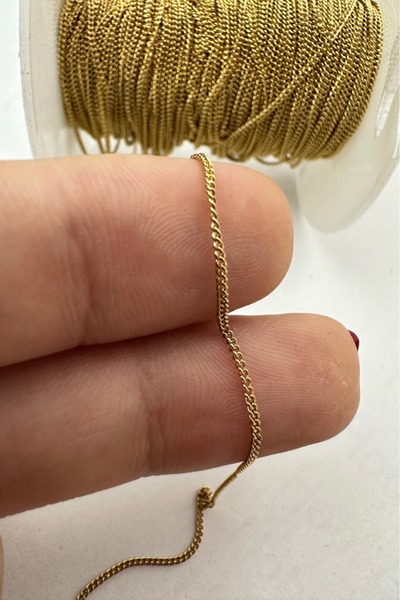 Hobi Goom سلسلة مسطحة رفيعة من الفولاذ المقاوم للصدأ باللون الذهبي لصنع المجو...