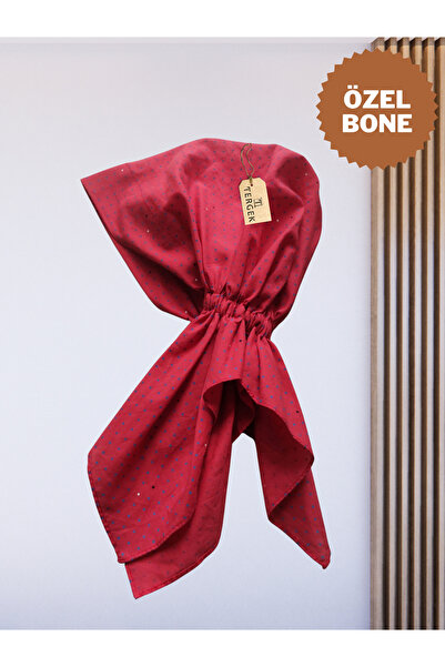 Tergek Lastikli Bandana Kırmızı, Mavi Beyaz Puantiyeli Spor Aşçı Hemşire Hast...