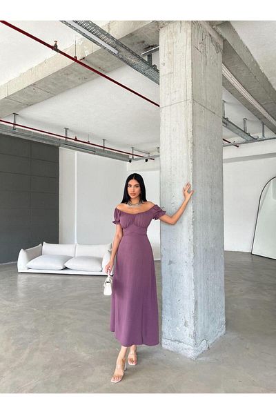 Modafeminen Rochie cu guler Madonna cu mâneci arcuite și elastic MOR582079