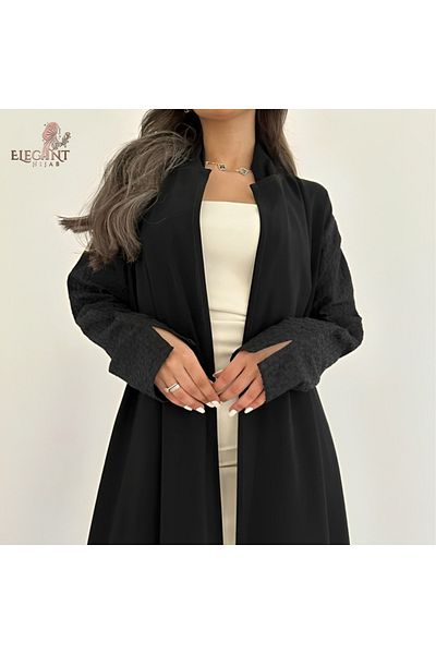 elegant hijab عباية سوداء مفتوحة