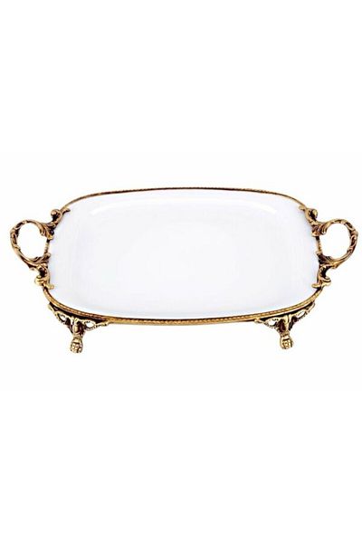 Marka Limoges Paniz Presentation Plate Rectangular with Feet 38X20 cm Antique Wha321