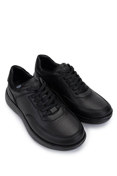 Tamer Tanca Men's Genuine Leather Black Sneakers & Sports Shoes