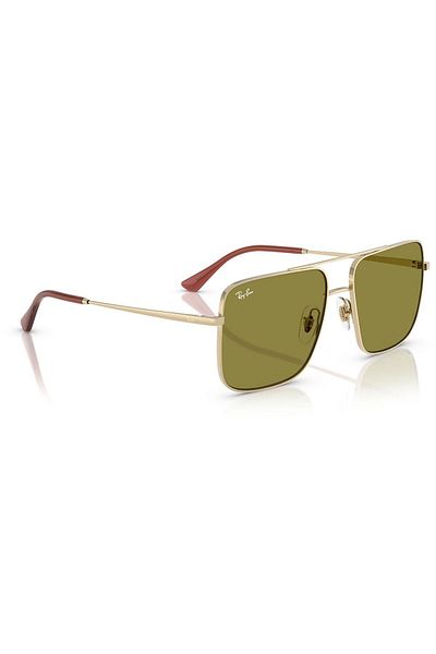 Ray-Ban Ray‑Ban RB3758 Ari Bio‑Based 9213/2 – Ochelari de soare unisex, Aur pal, Lentile Verzi, Mărime 56
