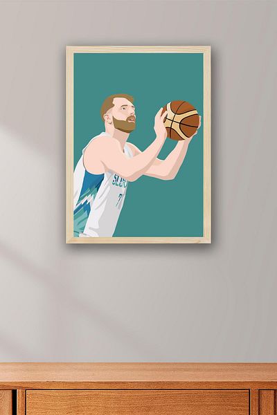 Saturn Luka Doncic Framed Painting - Basketball Nba Poster Painting