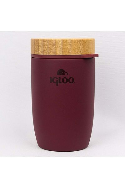 IGLOO Bamboo Food Jar 500ml Food Thermos Flask Red