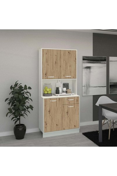 haaus.ro Bufet Oma, Stejar Artisan/Alb, L 84 cm
