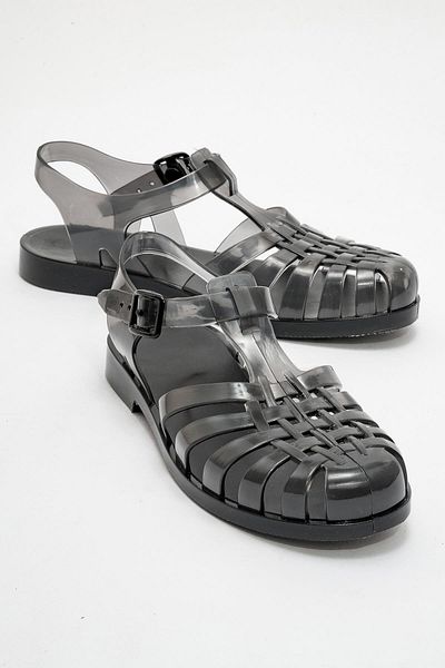 CCWAY AYAKKABI Women's Beach Sandals Black Transparent