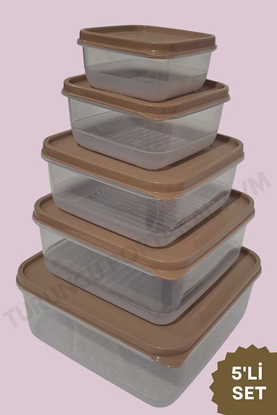 Turuncu Portakal Storage Container with Lid (Set of 5) Kitchen Organizer Square Organizer