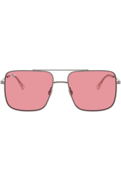 Ray-Ban Ray‑Ban RB3758 Ari Bio‑Based 004/84 – Ochelari de soare unisex, Gunmetal, Lentile Roz, Mărime 56