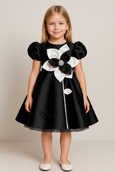 Gocoland Flower Detailed Girl's Satin Evening Dress