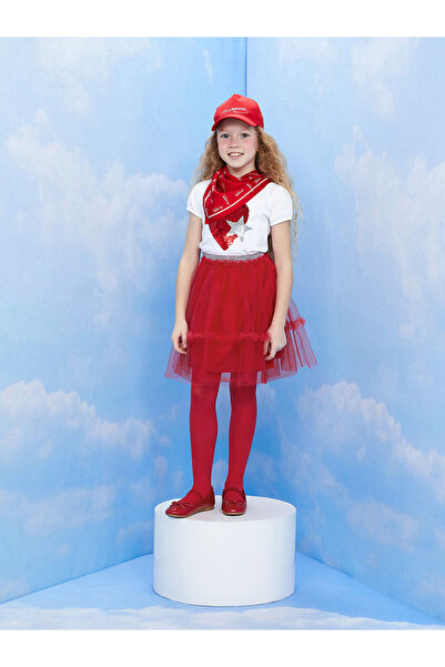 LC Waikiki Nevavm Girls' Tulle Skirt with Elastic Waist and Difference in Color