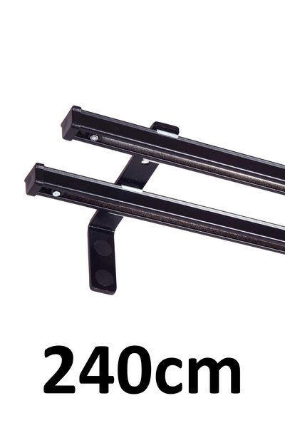 İzen Siyah 240cm İkili Metal Rustik (120mm) Metal L Duvar Montaj Ayaklı (19mm...