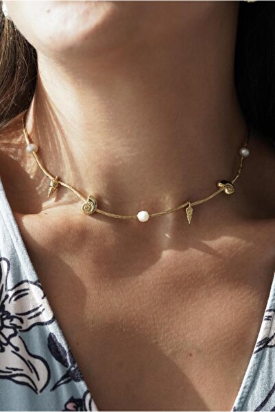AŞIK ACCESSORIES İncili Spiral Choker Kolye