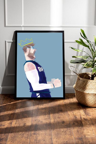 Saturn Luka Doncic Framed Painting - Basketball Nba Poster Painting