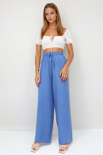 VAGGON Lace-Up Elastic Waist Aerobin Palazzo Trousers