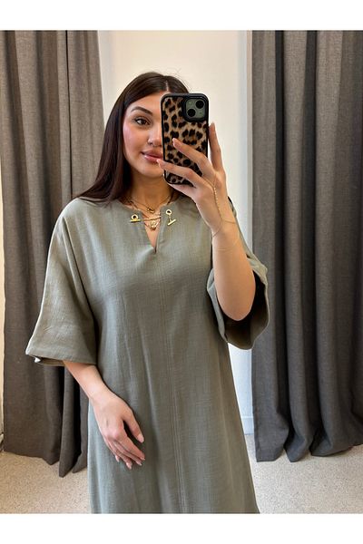 ROSSA Linen Gold Accessory Dress