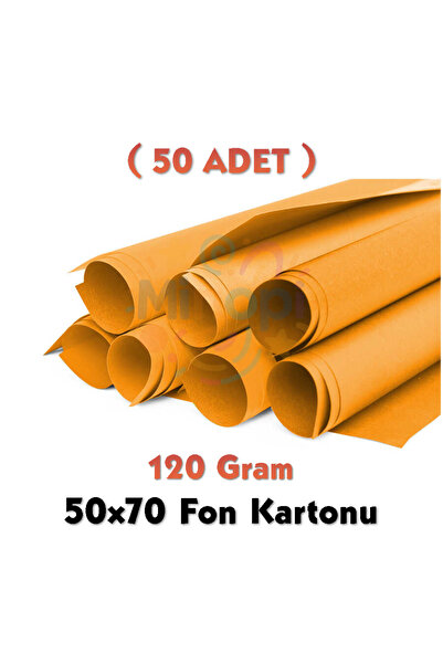 Minopi Orange Background Cardboard 50X70 cm 50 Pack 120 Gr Colored Background Cardboard