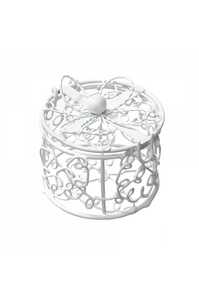 OEM Metallic decorative basket, cylinder shape with flip-top lid, 5 cm diameter