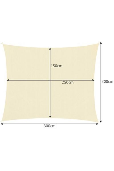 zola Waterproof sun cover,rectangular, cream, with hooks, density 180 g/m², size 3x2