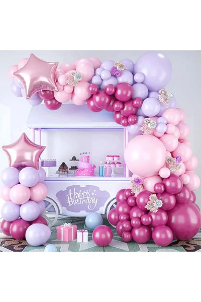 Baloane Vesele Birthday Balloons Arch 110 Pieces Pink Purple ARC139