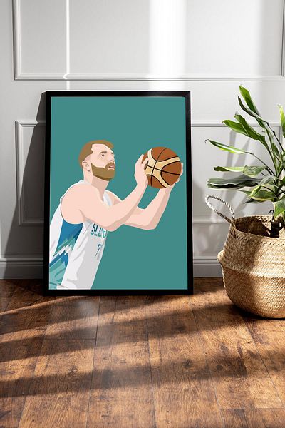 Saturn Luka Doncic Framed Painting - Basketball Nba Poster Painting