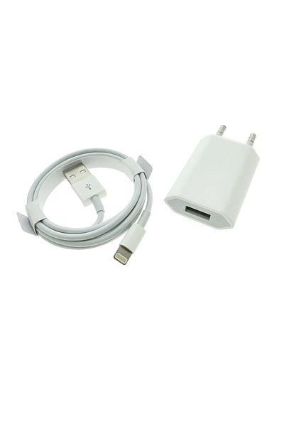 OEM Charger set for Apple, A1400, EU plug, 1 x USB, 5W, with Lightning cable, 1m, white, in blister