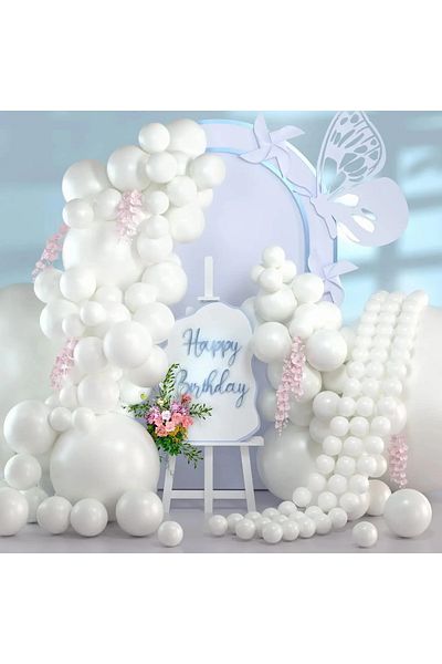 Baloane Vesele White Balloon Arch For Events 110 Pieces ARC149