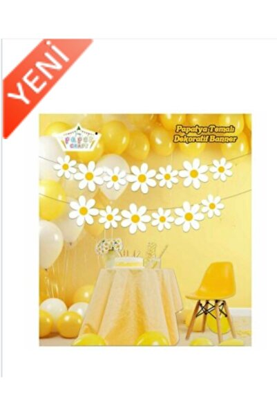 Deniz Party Store Sarı Papatya Temalı Dekoratif Banner