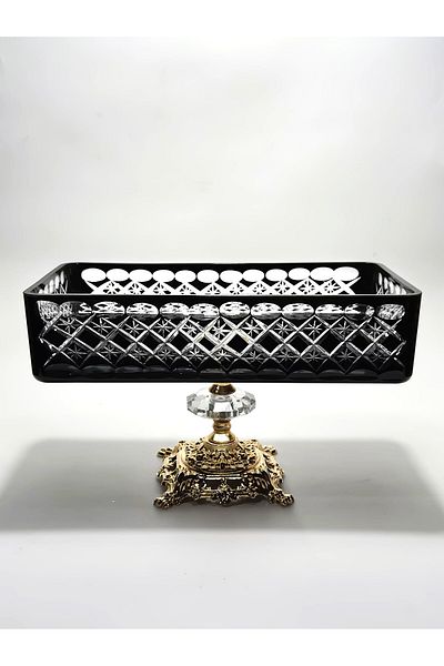 Akden Kristal Crystal Cutting Decor Ektrella Baton Presentation Glass Bowl