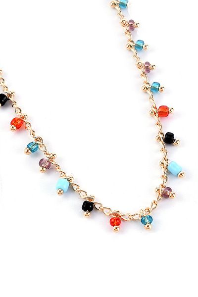 Glaren Gold Color Women's Anklet with Colorful Crystal Beads
