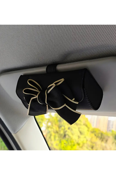 So Iconic Bej-Negru Fundita din piele PU moale Suport pentru ochelari pentru vizor auto foarte elegant