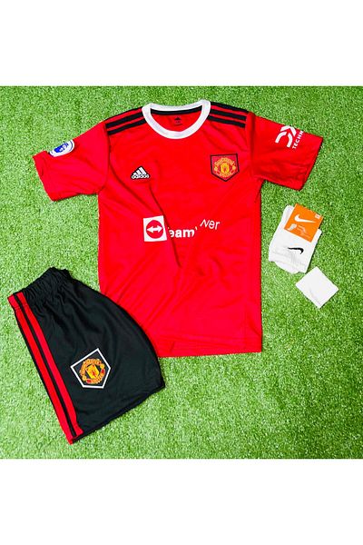Lion Spor Set de 4 tricouri de fotbal pentru copii M'anchester U'nited sezon 2022-23 Ronaldo Red