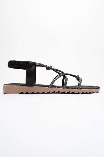CCWAY AYAKKABI Women's Double Knuckle Stone Sandals Black