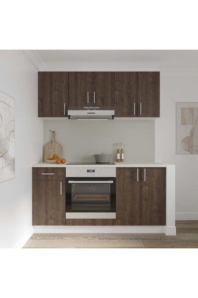 haaus.ro Set Bucatarie Karo V6, Stejar Bronz/Alb, Blat Thermo 28 mm, L 160 cm