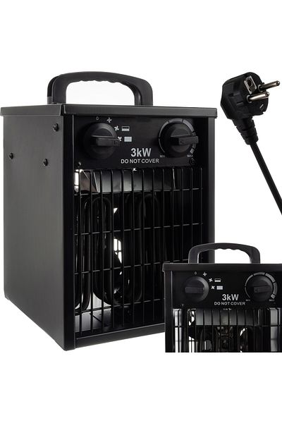 zola Electric fan heater, 3 modes, 6 power levels, 20W/2000W/3000W, 32x21.5x19 cm, black