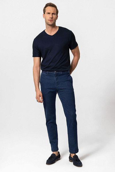 Antioch Navy Blue Basic V-Neck Men's T-Shirt