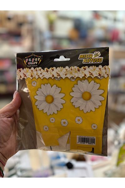 Deniz Party Store Yellow Daisy Themed Cardboard Popcorn Corn Chips Box 8 Pcs
