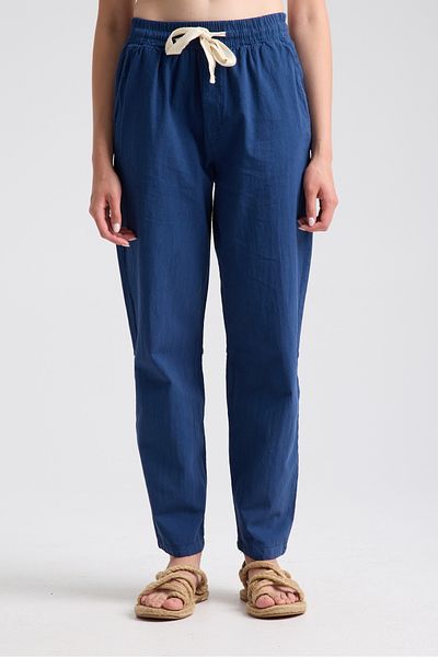 Shooter Sportswear Premium Women's Linen Trousers Light Navy Blue Comfortable Fit with Stitching Detail
