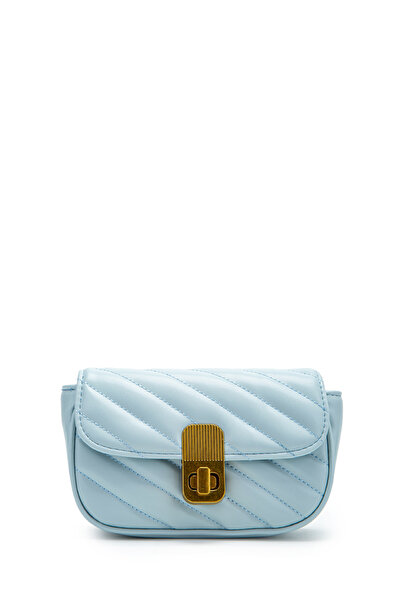 Kukura Kilit Detaylı Suni Deri Kadın Çapraz Çanta Sheldon Bebe Mavi