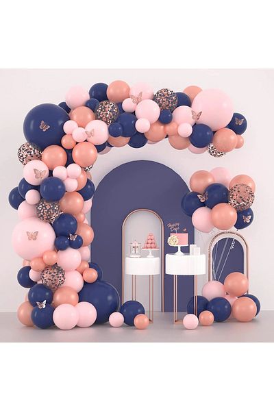 Baloane Vesele Balloon Arch Birthday Events With Butterflies 125 Pieces ARC124
