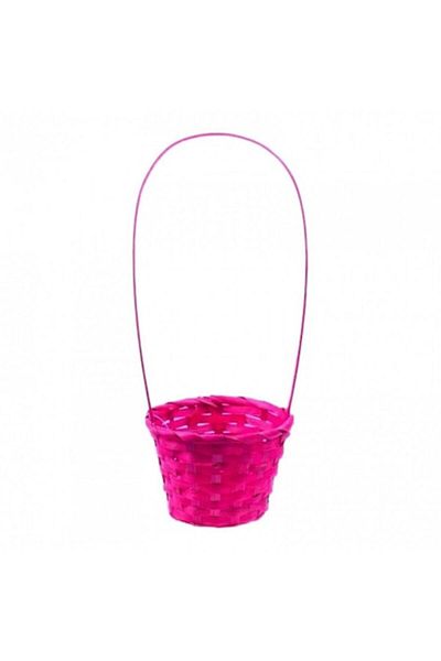 OEM Coș din bambus cu mâner, 13 cm, ciclam